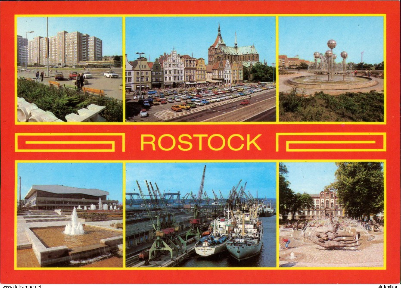 Ansichtskarte Rostock Wohnhochhaus Am Wilhelm-Pieck-Ring, Überseehafen 1985 - Rostock