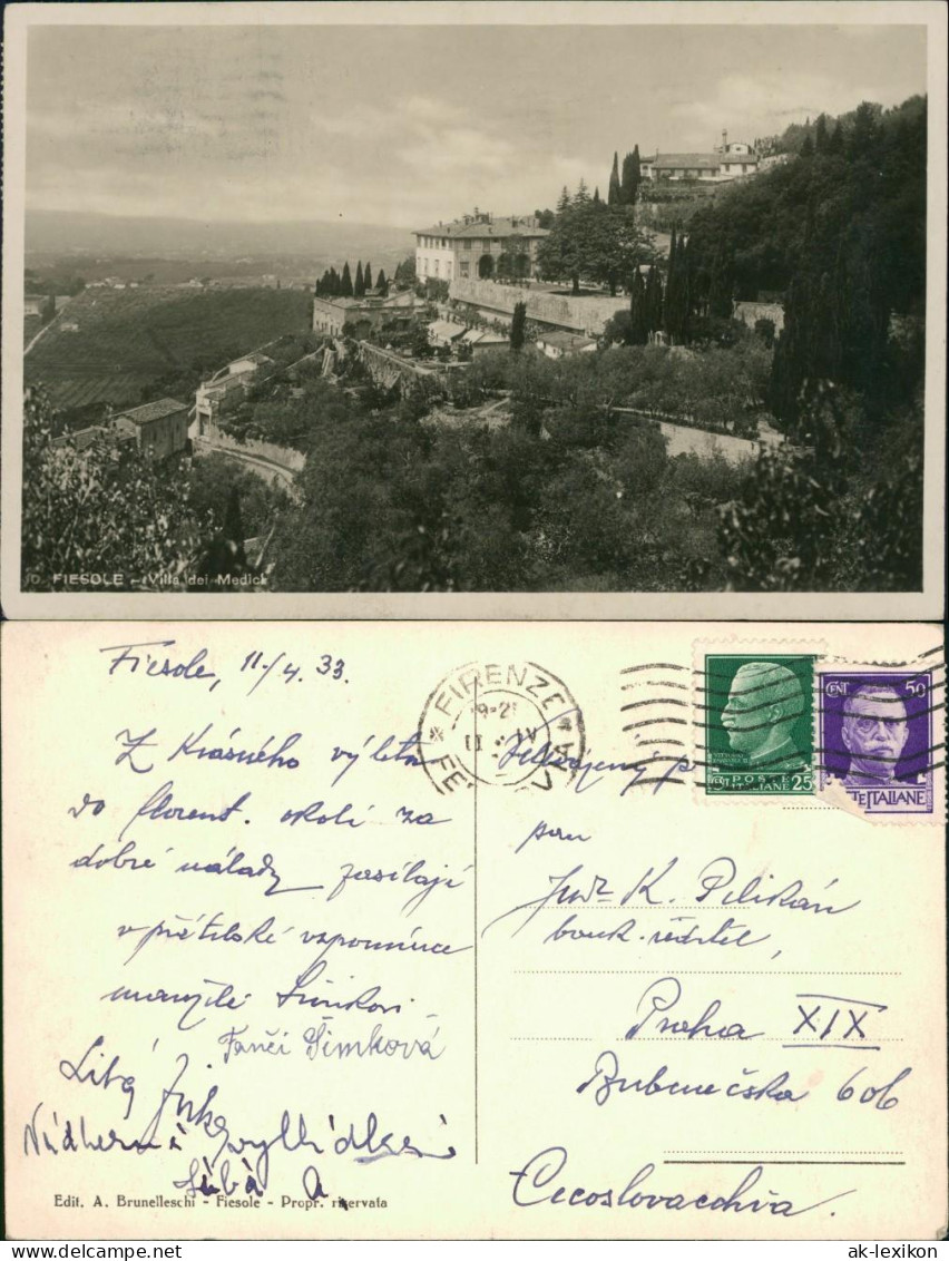 Cartoline Fiesole Villa Dei Medick 1933 - Other & Unclassified