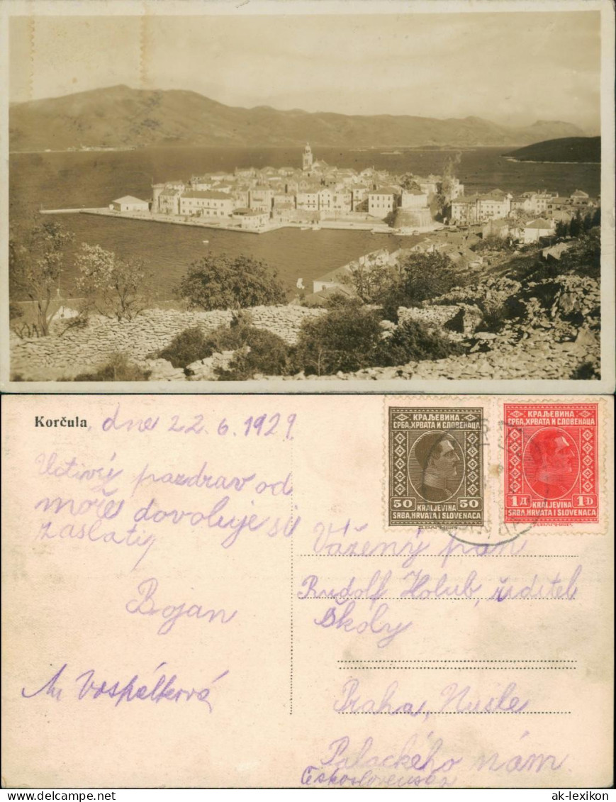 Postcard Korčula Blick Auf Die Altstadt 1929 - Croatie