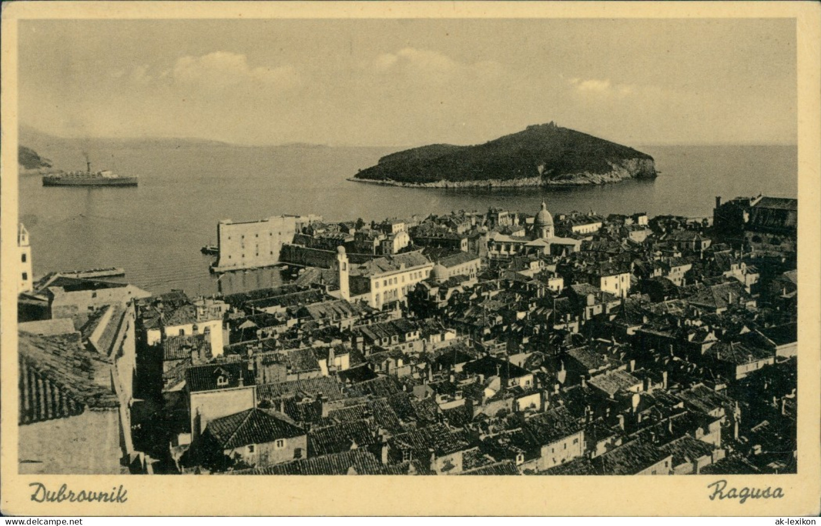 Postcard Ragusa Dubrovnik Stadt Und Dampfer 1948 - Croacia
