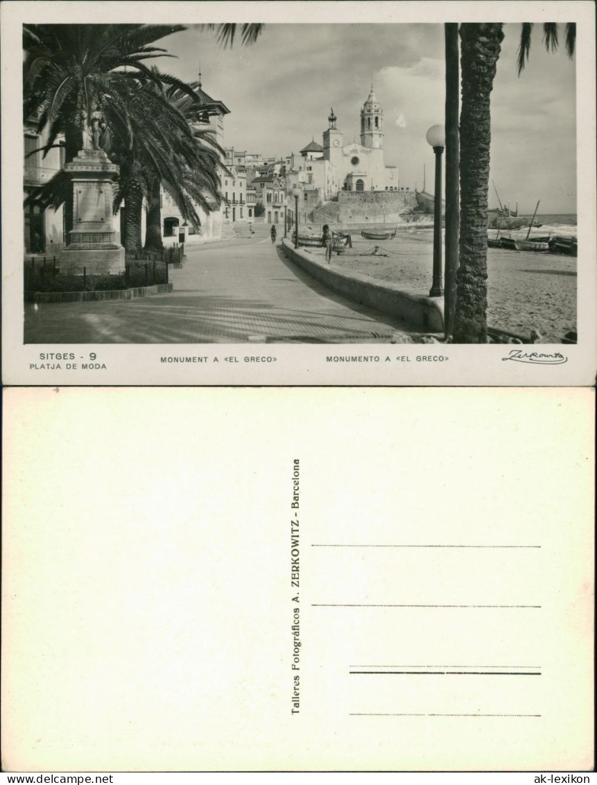 Postales Barcelona Tema-Playa De Moda-monumento A El Greco 1929 - Autres & Non Classés