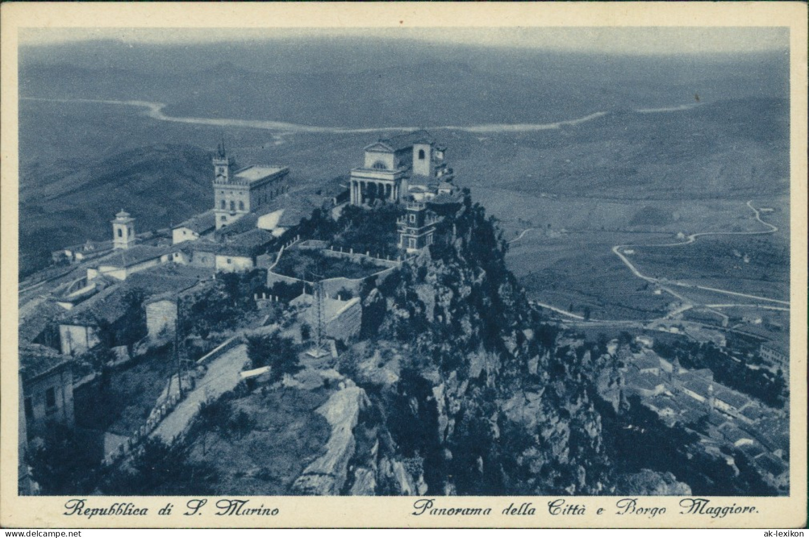 Postcard San Marino Panorama Della Citta E Borgo Maggiore 1934 - San Marino