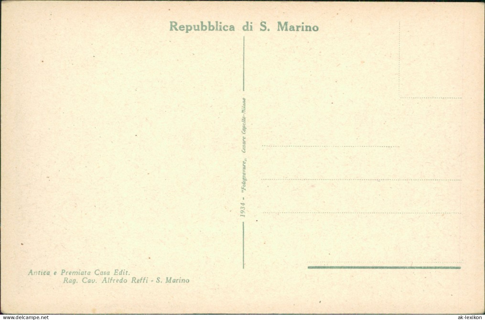 Postcard San Marino Seconda Torre E Mura Castellana 1934 - Saint-Marin