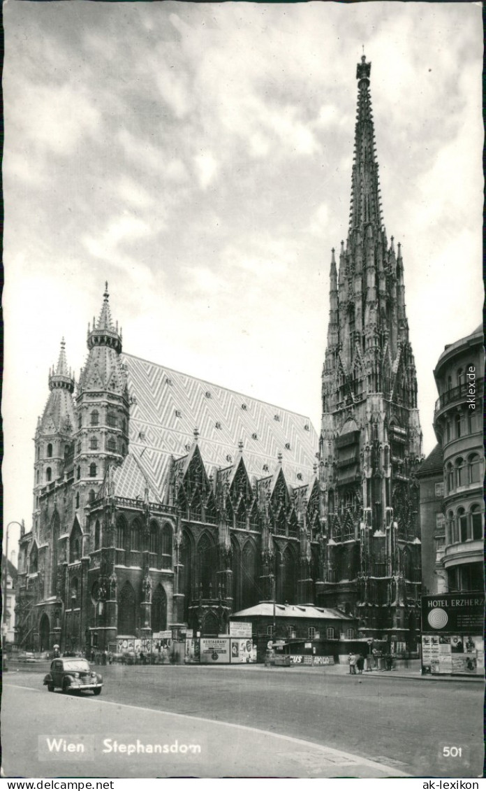 Ansichtskarte Wien Stephansdom, Hotel Erzherzog 1959 - Autres & Non Classés