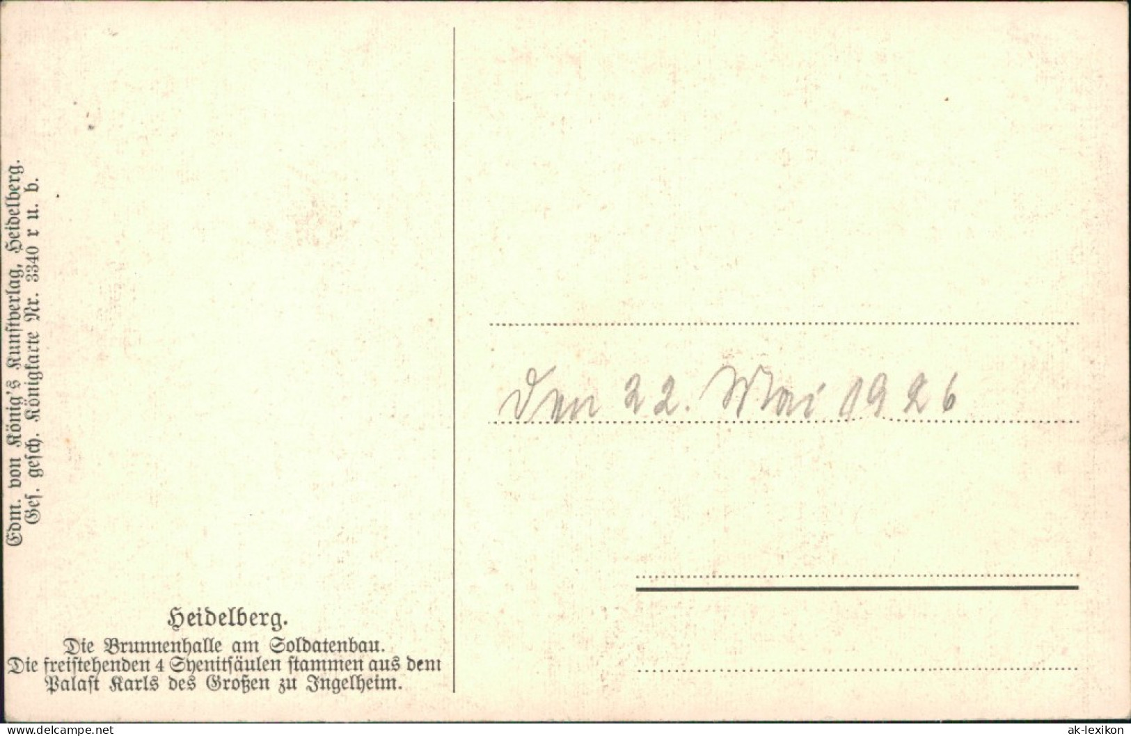 Ansichtskarte Heidelberg Brunnenhalle Am Soldatenbau 1926 - Heidelberg