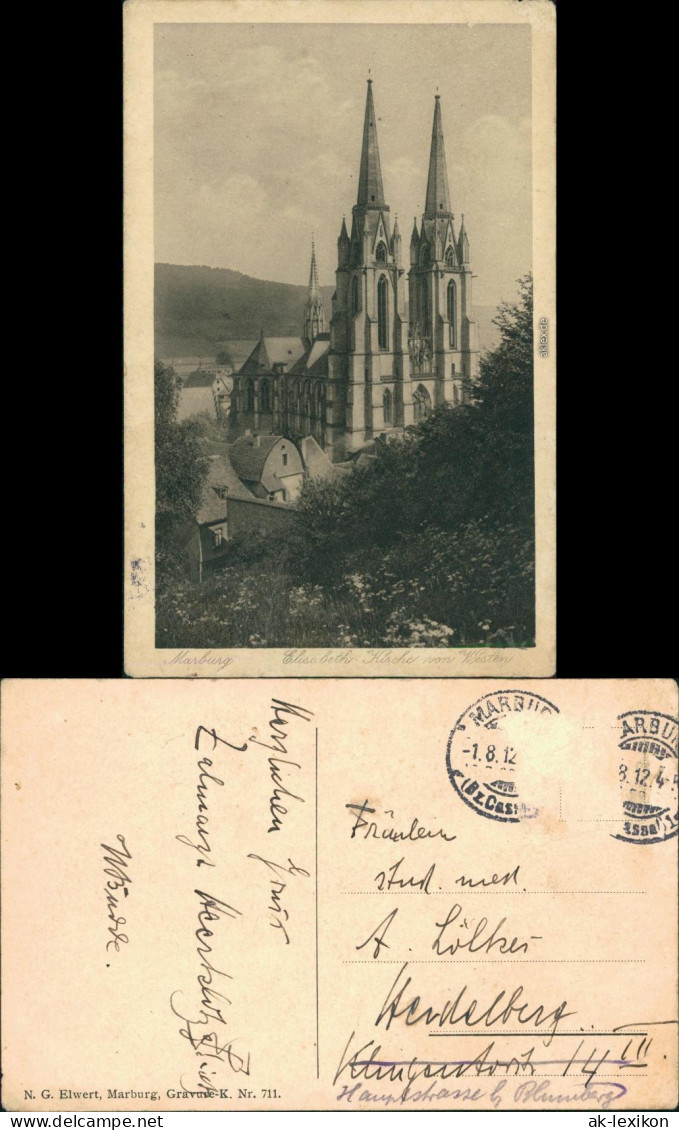 Ansichtskarte Marburg An Der Lahn Elisabethkirche 1912 - Marburg