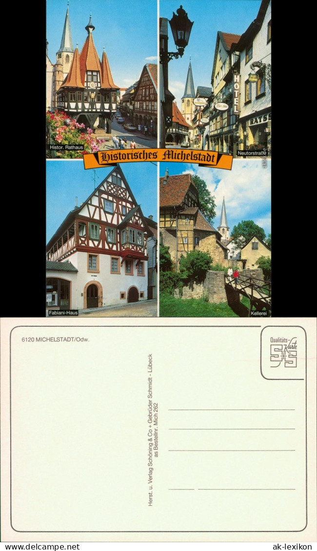 Ansichtskarte Michelstadt Rathaus, Neutorstraße, Fabiani-Haus, Kellerei 1995 - Michelstadt