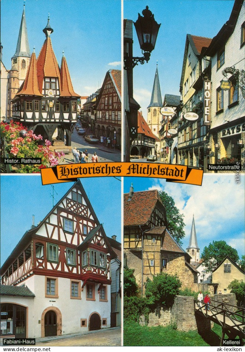 Ansichtskarte Michelstadt Rathaus, Neutorstraße, Fabiani-Haus, Kellerei 1995 - Michelstadt