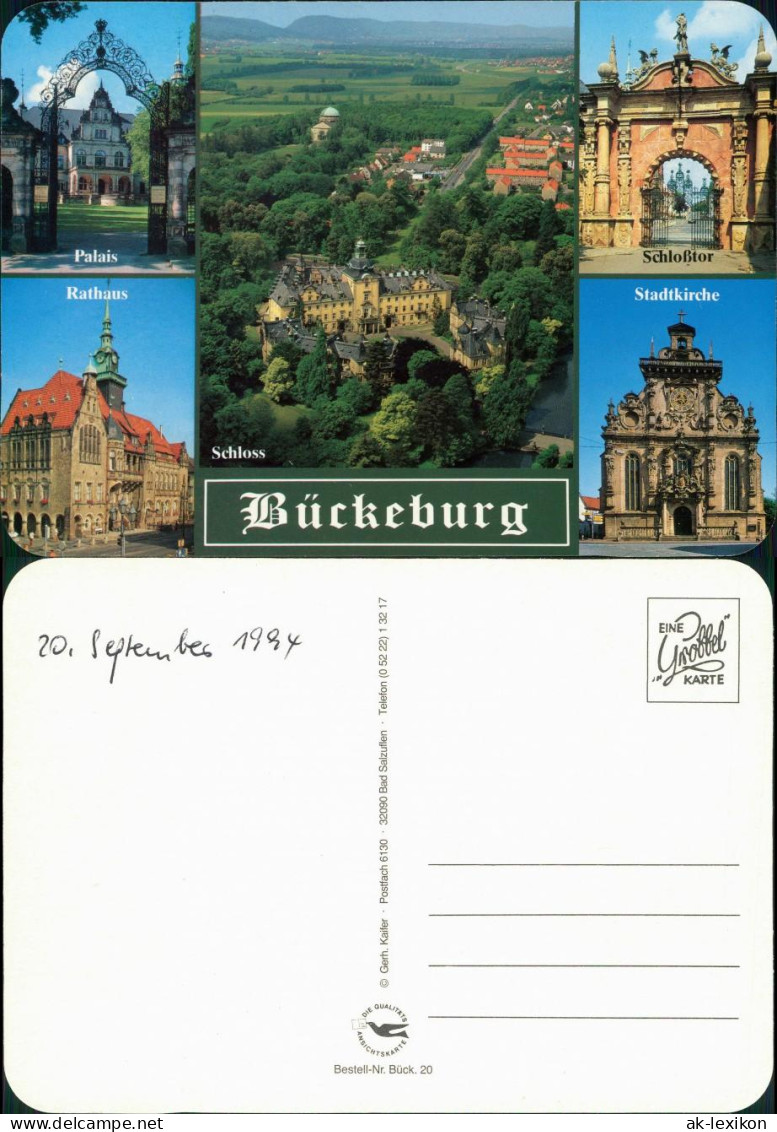 Ansichtskarte Bückeburg Luftbild, Schloss, Rathaus, Stadtkirche 1990 - Bückeburg