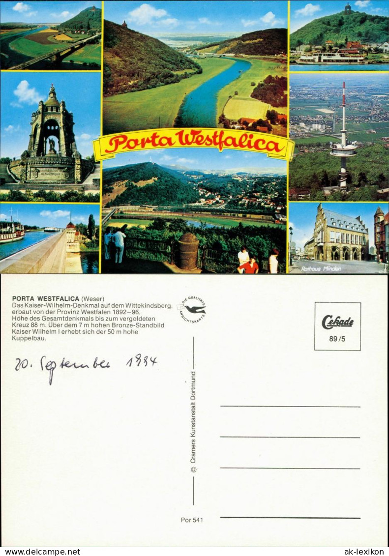 Porta Westfalica Brücke, Denkmal, Funkturm, Panorama, Rathaus Minden 1994 - Porta Westfalica