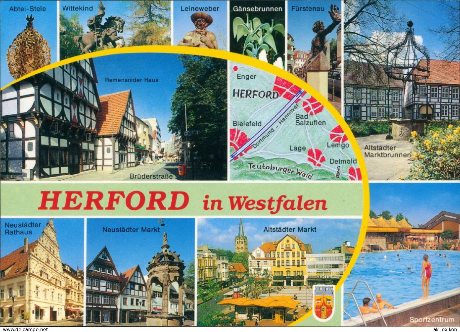 Herford Neustädter Rathaus, - Markt, Freibad, Brüderstraße, Denkmäler 1994 - Herford