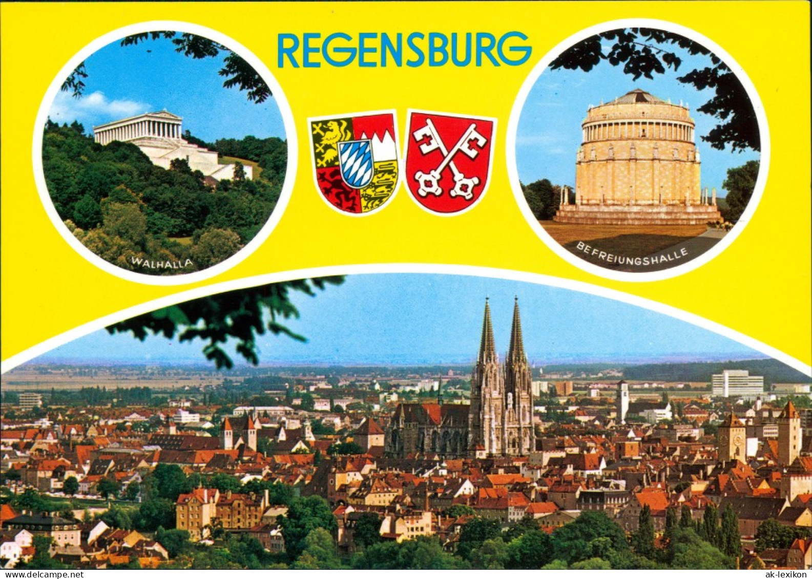 Ansichtskarte Regensburg Walhalla, Befreiungshalle, Panorama Mit Dom 1995 - Regensburg