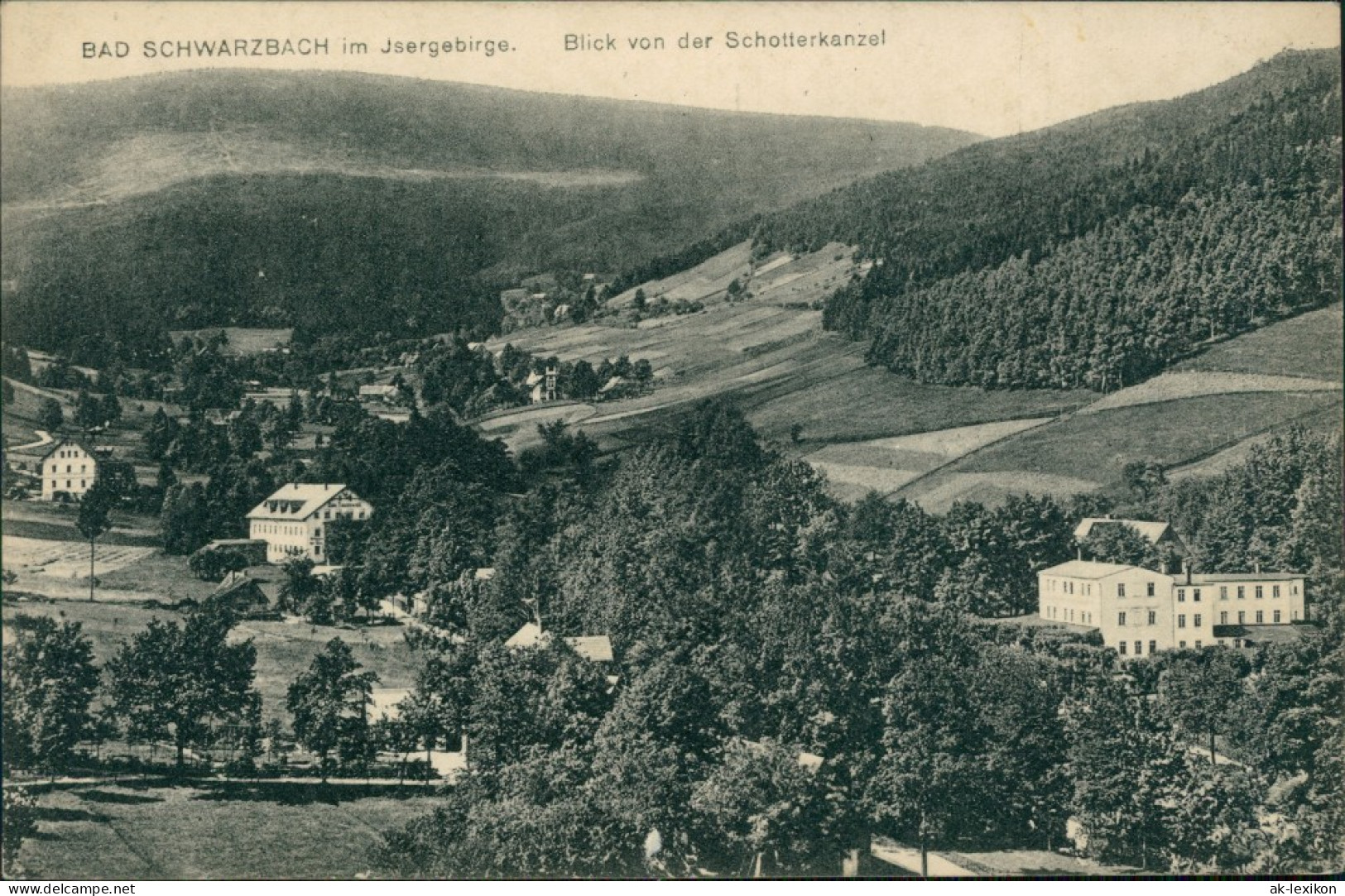 Bad Schwarzbach-Bad Flinsberg  Świeradów-Zdrój Blick Von   Schotterkanzel  1913 - Schlesien