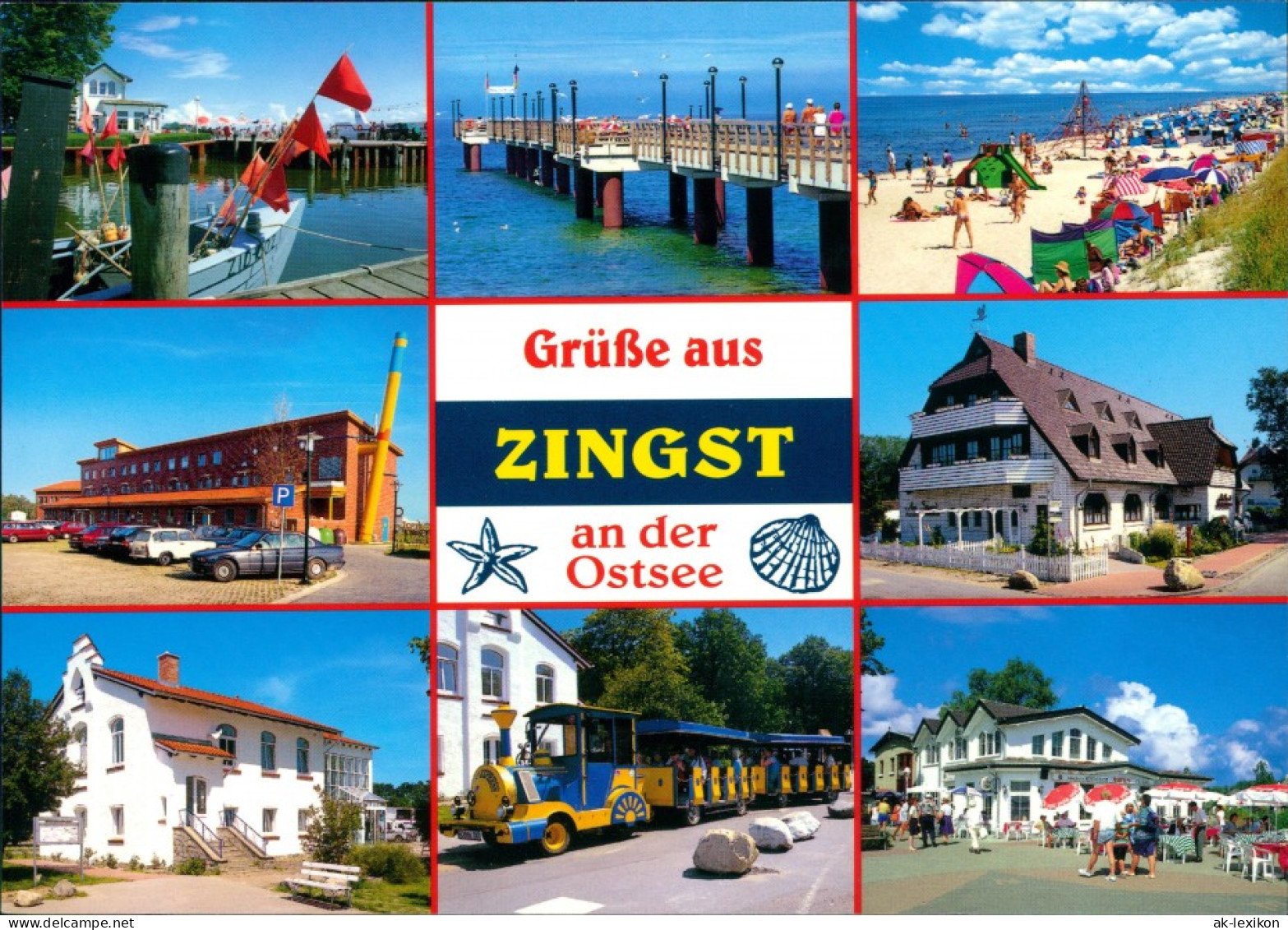 Zingst-Darss Seebrücke, Strand, Strandbahn, Gaststätte, Kurhaus 1995 - Zingst