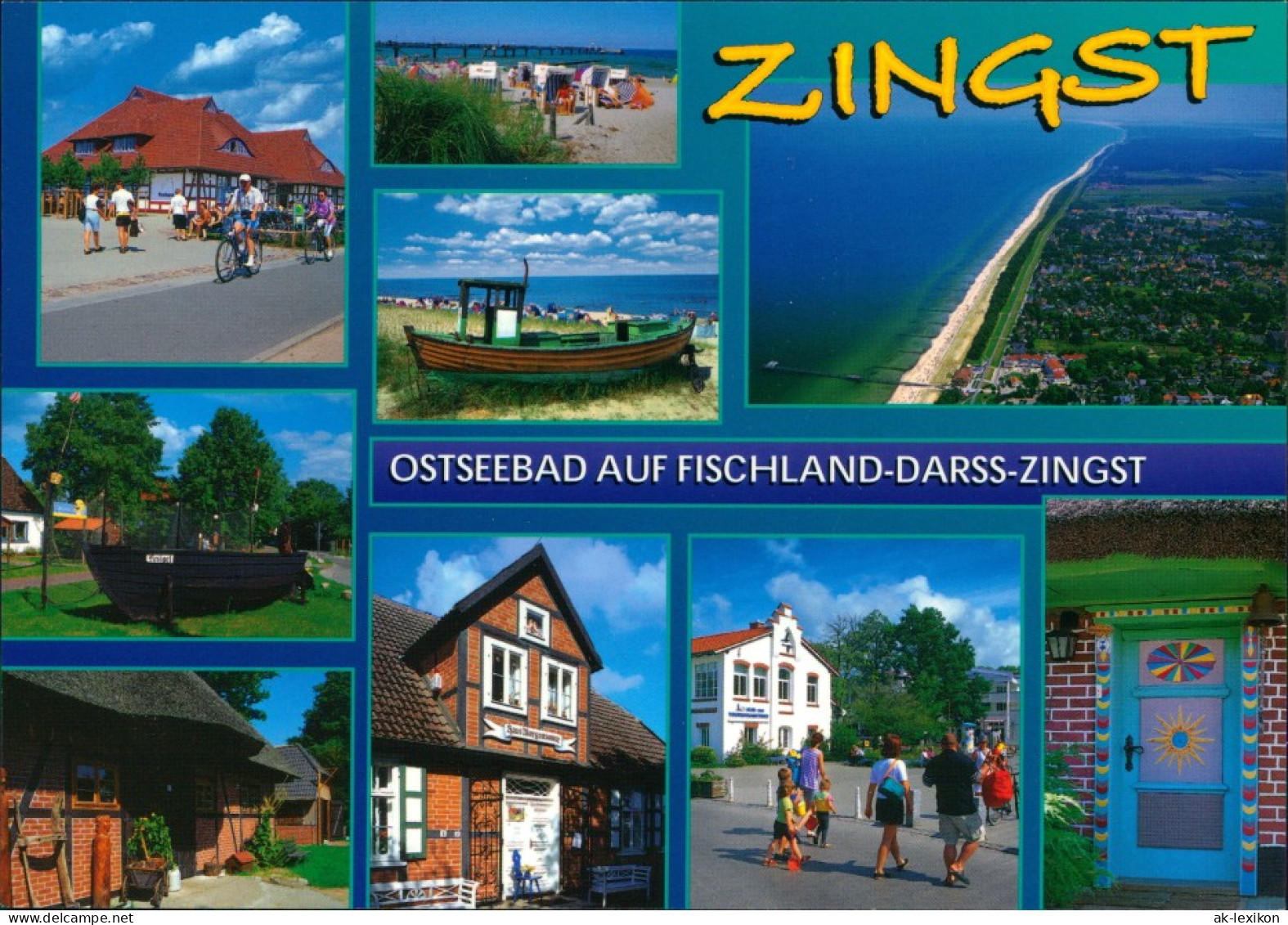Ansichtskarte Zingst-Darss Strand, Luftbild, Fischerkutter, Radweg 1995 - Zingst