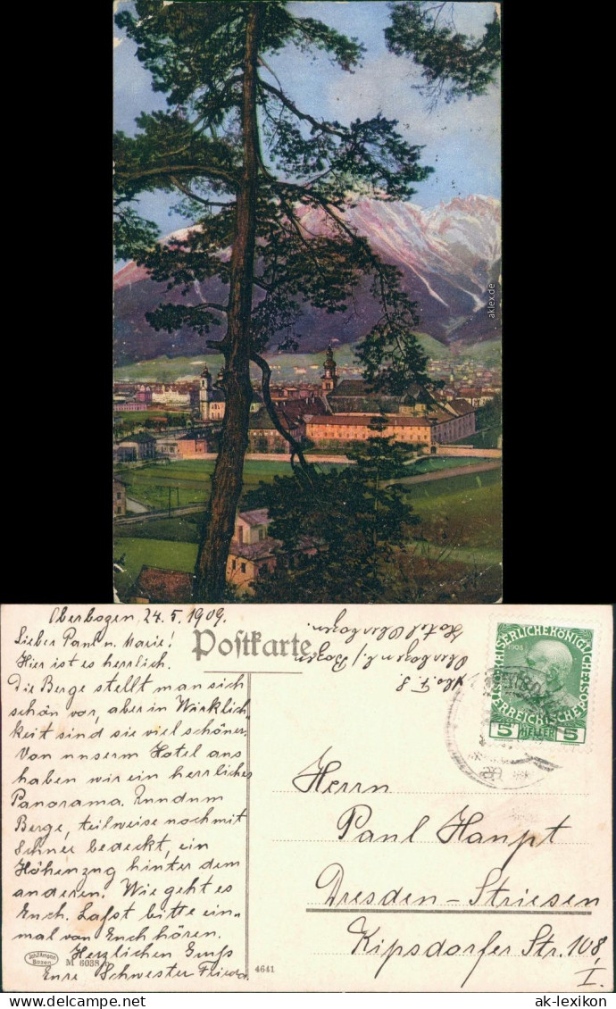 Cartoline Brixen Bressanone Panorama Durch Bäume 1909 Stempel Oberbozen - Other & Unclassified