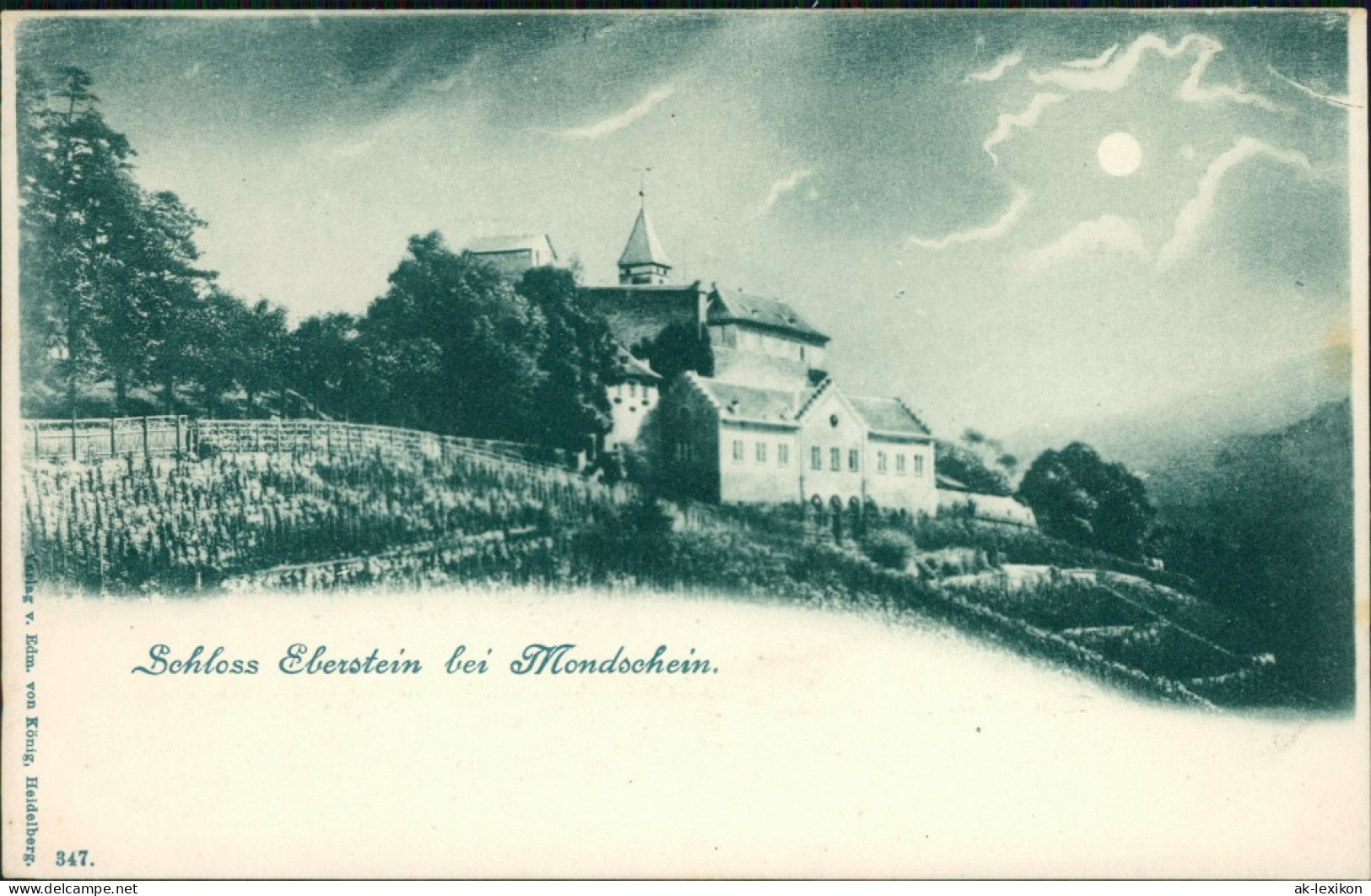 Ansichtskarte Gernsbach Schloss Eberstein Bei Mondschein 1900 - Gernsbach