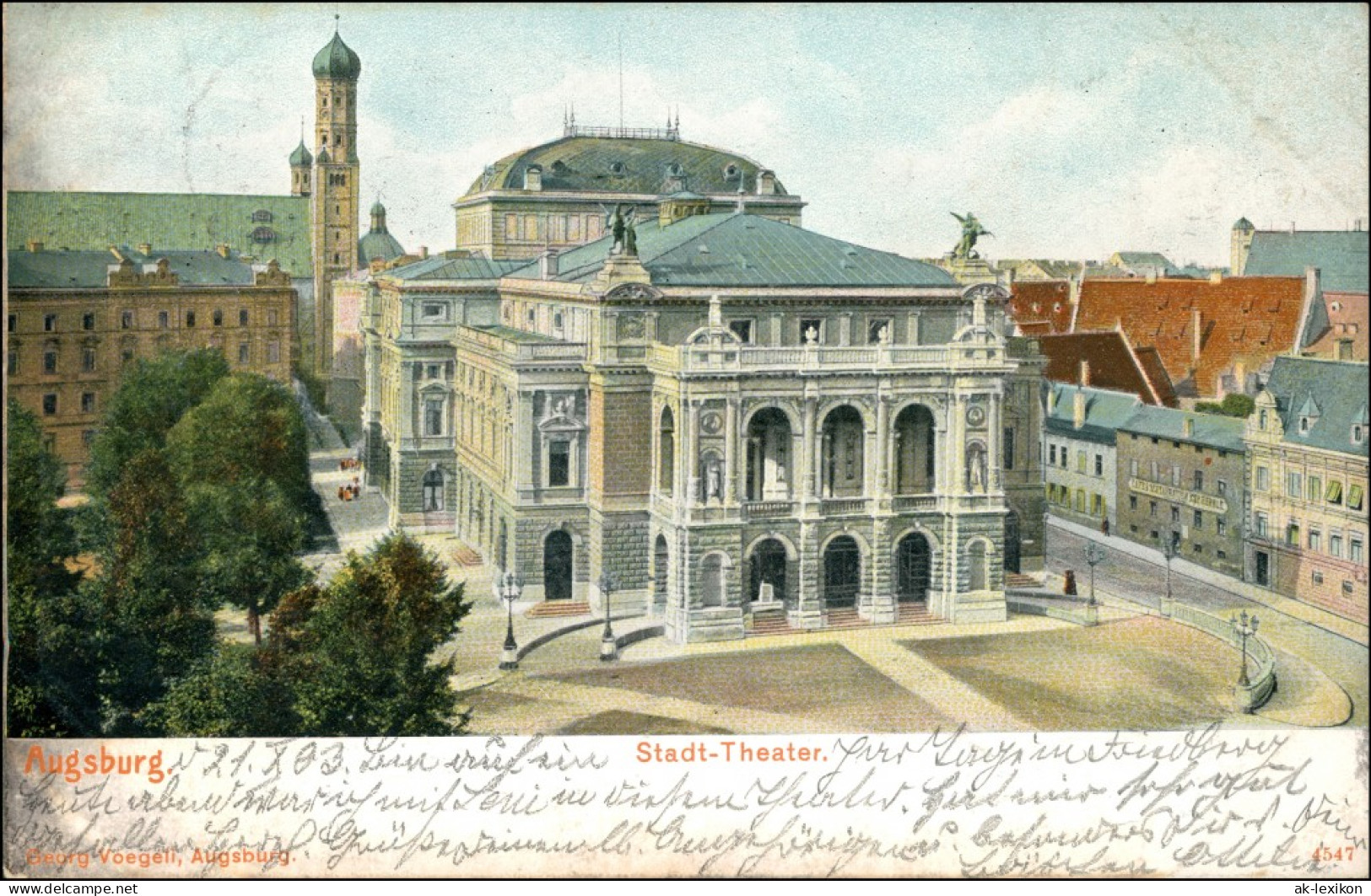 Ansichtskarte Augsburg Partie Am Stadttheater 1903  - Augsburg