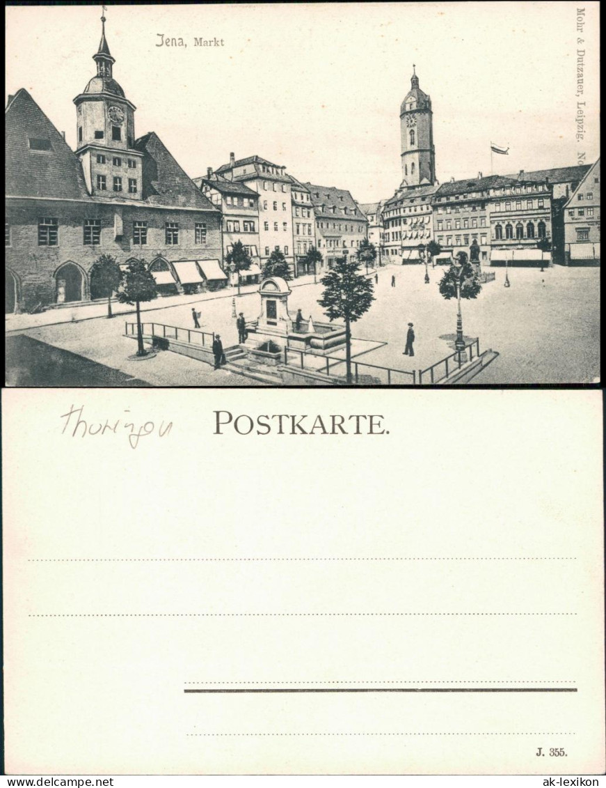 Ansichtskarte Jena Denkmal - Marktplatz 1913  - Jena