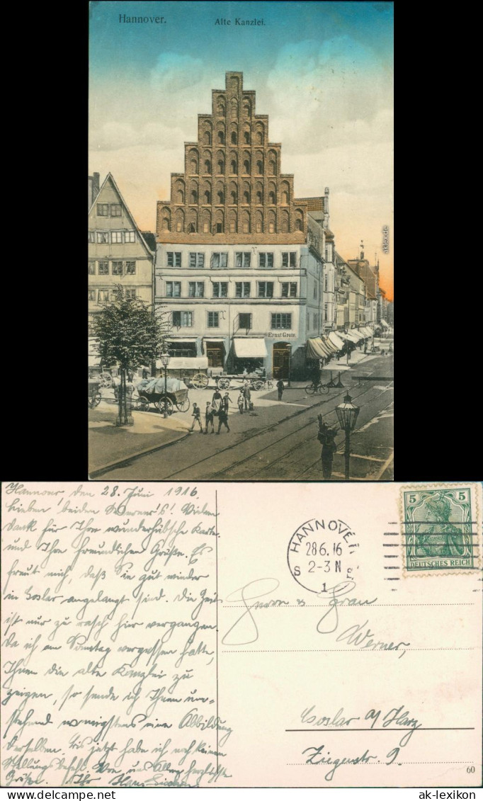 Ansichtskarte Hannover Straßenpartie - Restaurant, Alte Kanzlei 1916  - Hannover