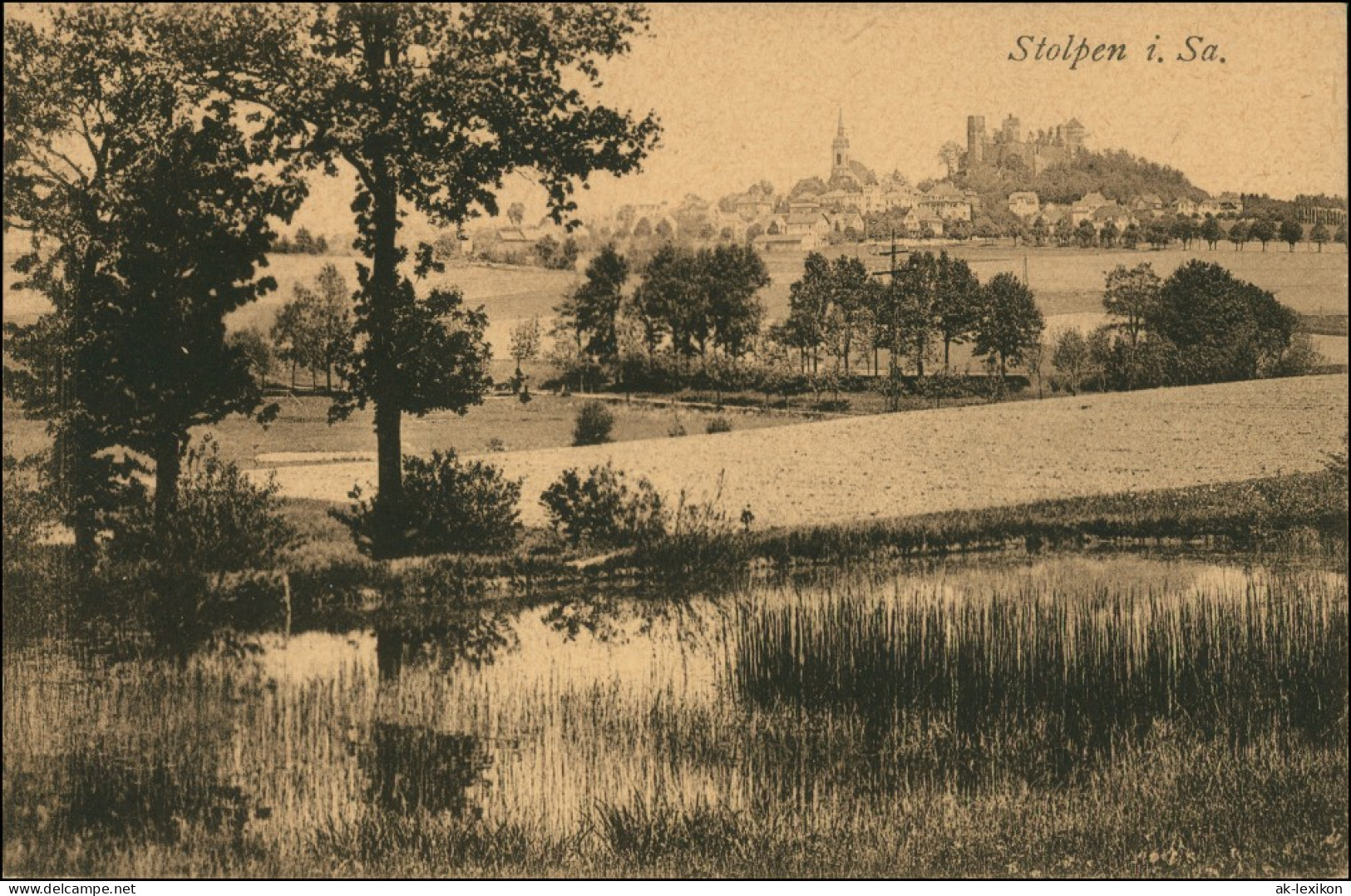 Ansichtskarte Stolpen Flusspartie Und Stadt 1913  - Stolpen