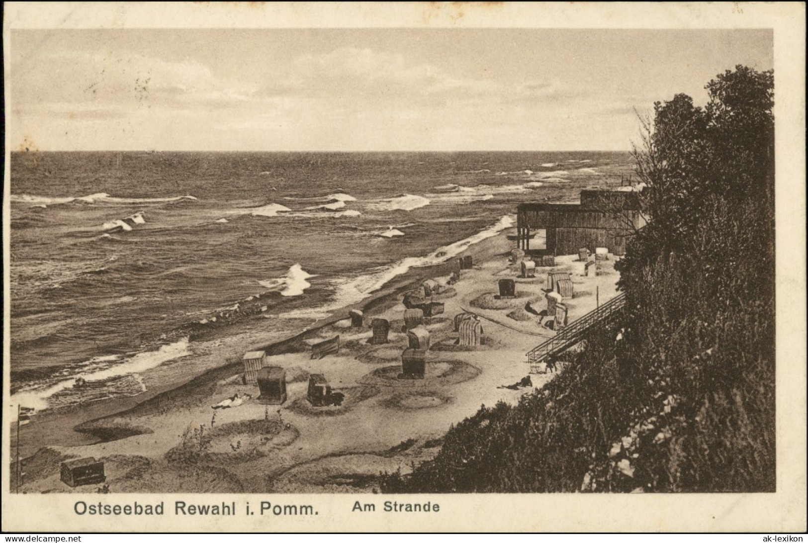 Postcard Rewahl Rewal Strandkörbe, Pavillon 1924  - Pommern