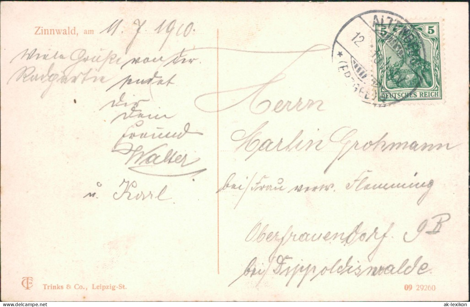 Zinnwald-Georgenfeld-Altenberg (Erzgebirge) Gasthof  Reiter - Gedicht 1909 - Altenberg