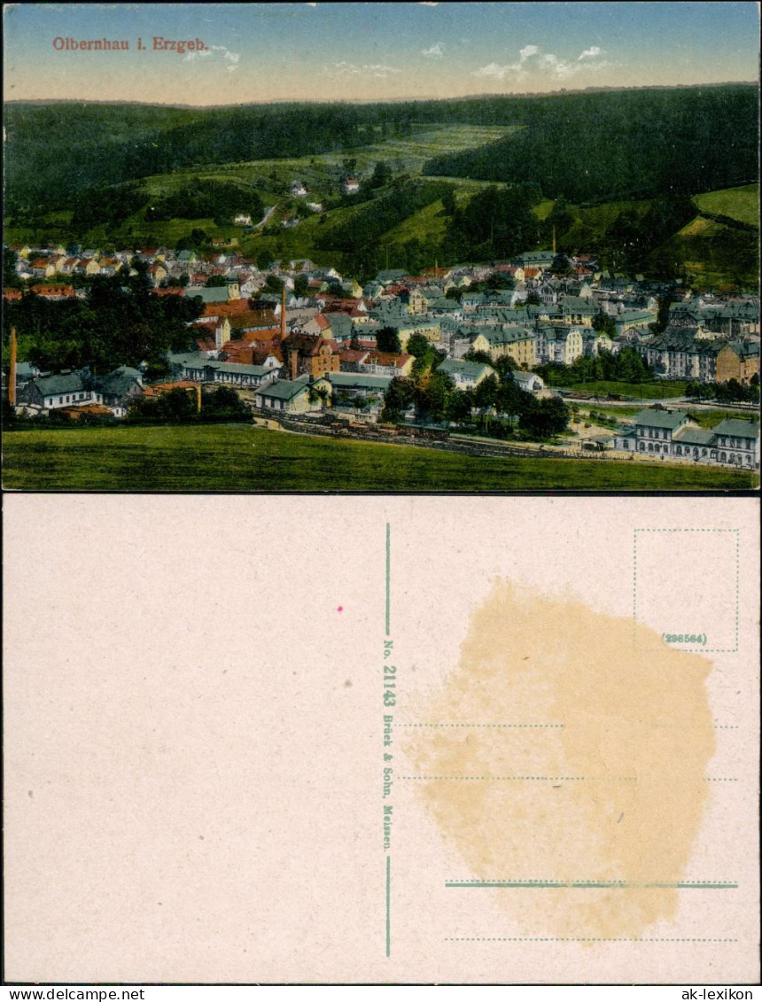 Ansichtskarte Olbernhau Blick Auf Den Ort Und Bahnhof 1910 - Olbernhau