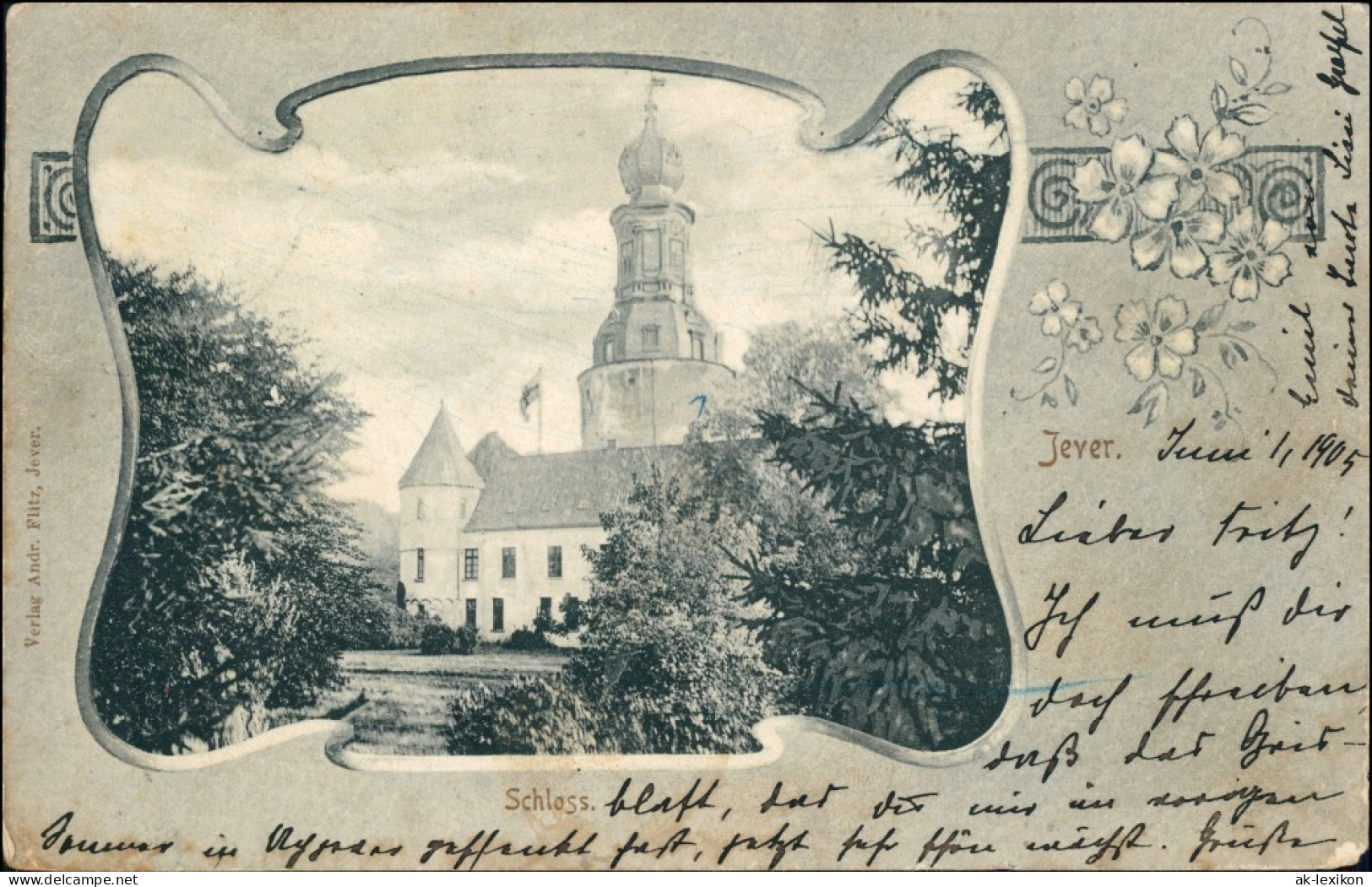 Ansichtskarte Jever Passepartout: Schloss 1905  - Jever