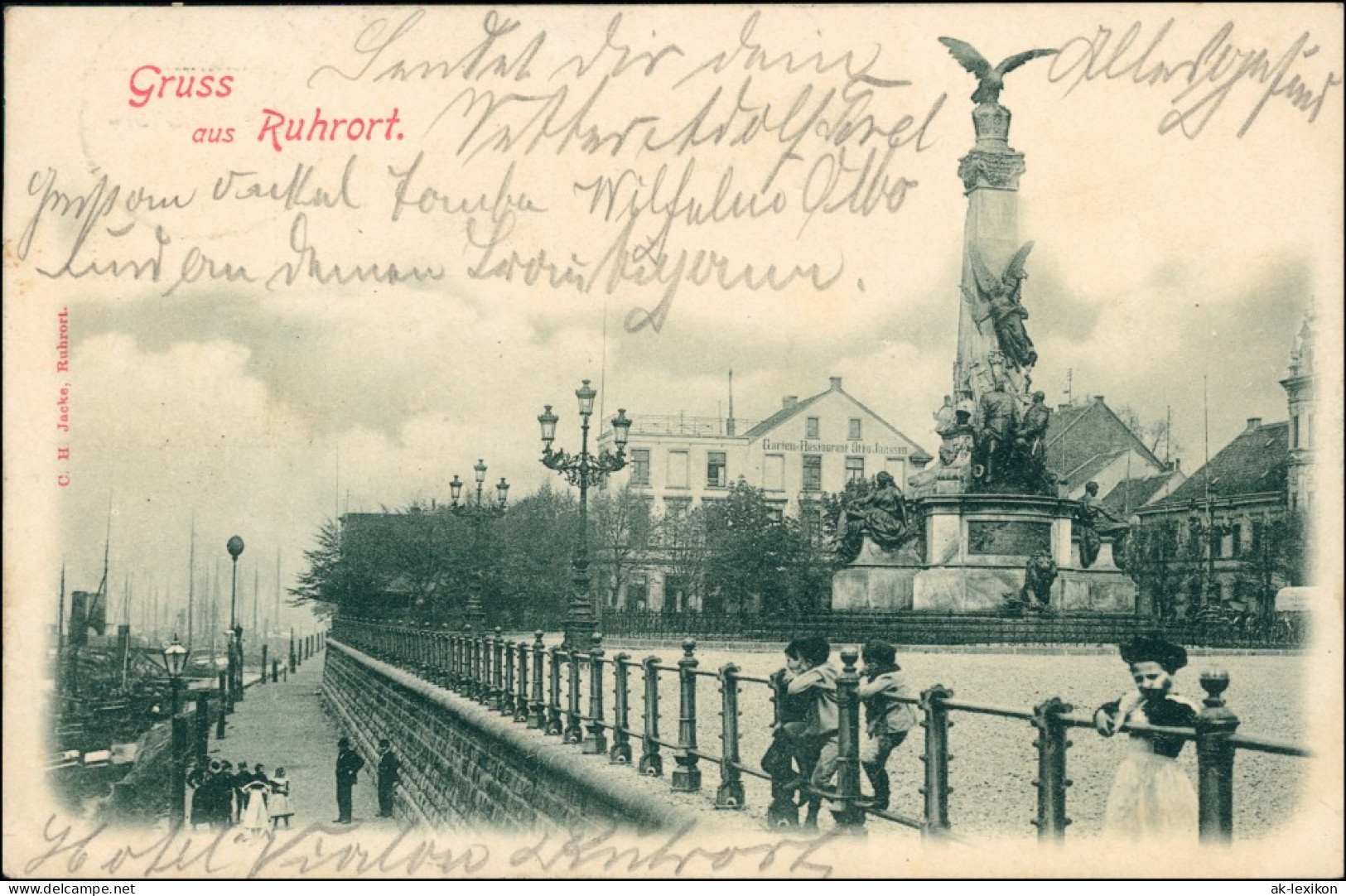Ansichtskarte Ruhrort-Duisburg Straße - Restaurant Otto Janssen 1899  - Duisburg