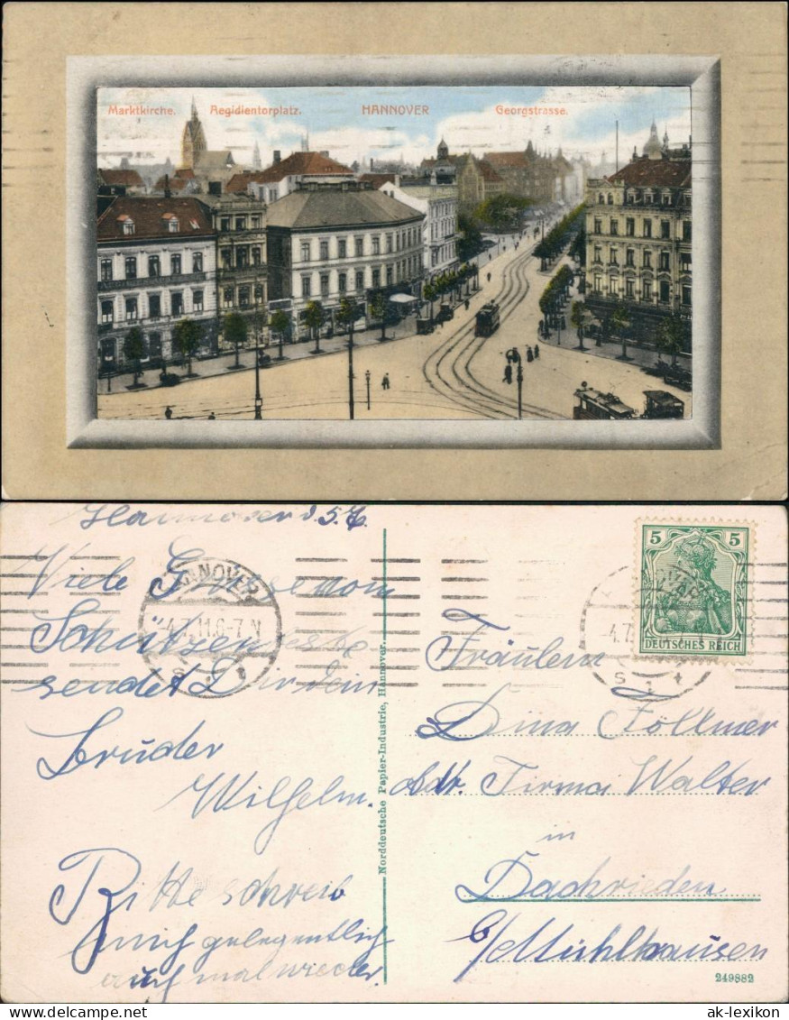 Ansichtskarte Hannover Aegidienplatz Und Georgstrasse 1911 Passepartout - Hannover