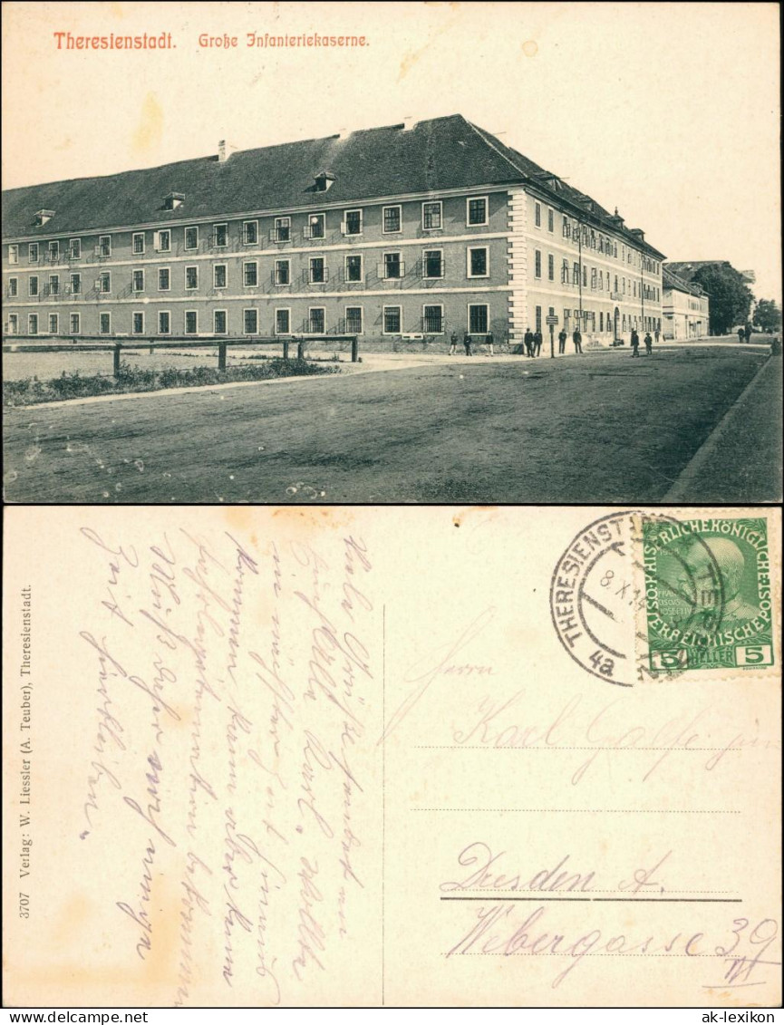 Postcard Theresienstadt Terezín Große Infanteriekaserne 1911  - Tchéquie