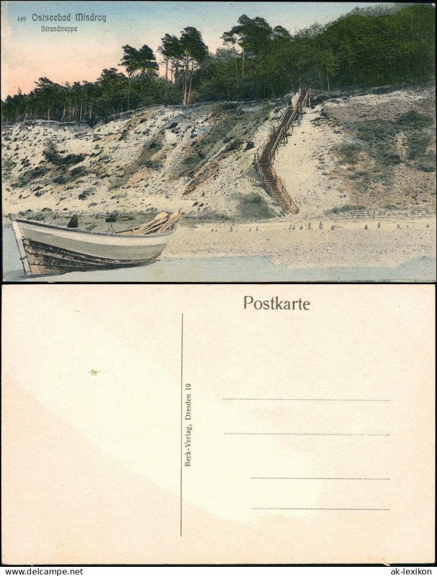 Postcard Misdroy Mi&#281;dzyzdroje Strandtreppe (coloriert) 1908  - Pommern