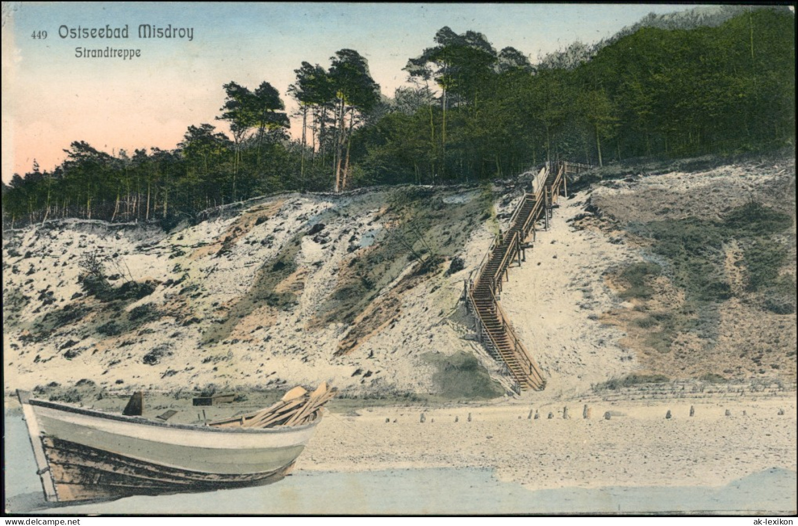 Postcard Misdroy Mi&#281;dzyzdroje Strandtreppe (coloriert) 1908  - Pommern