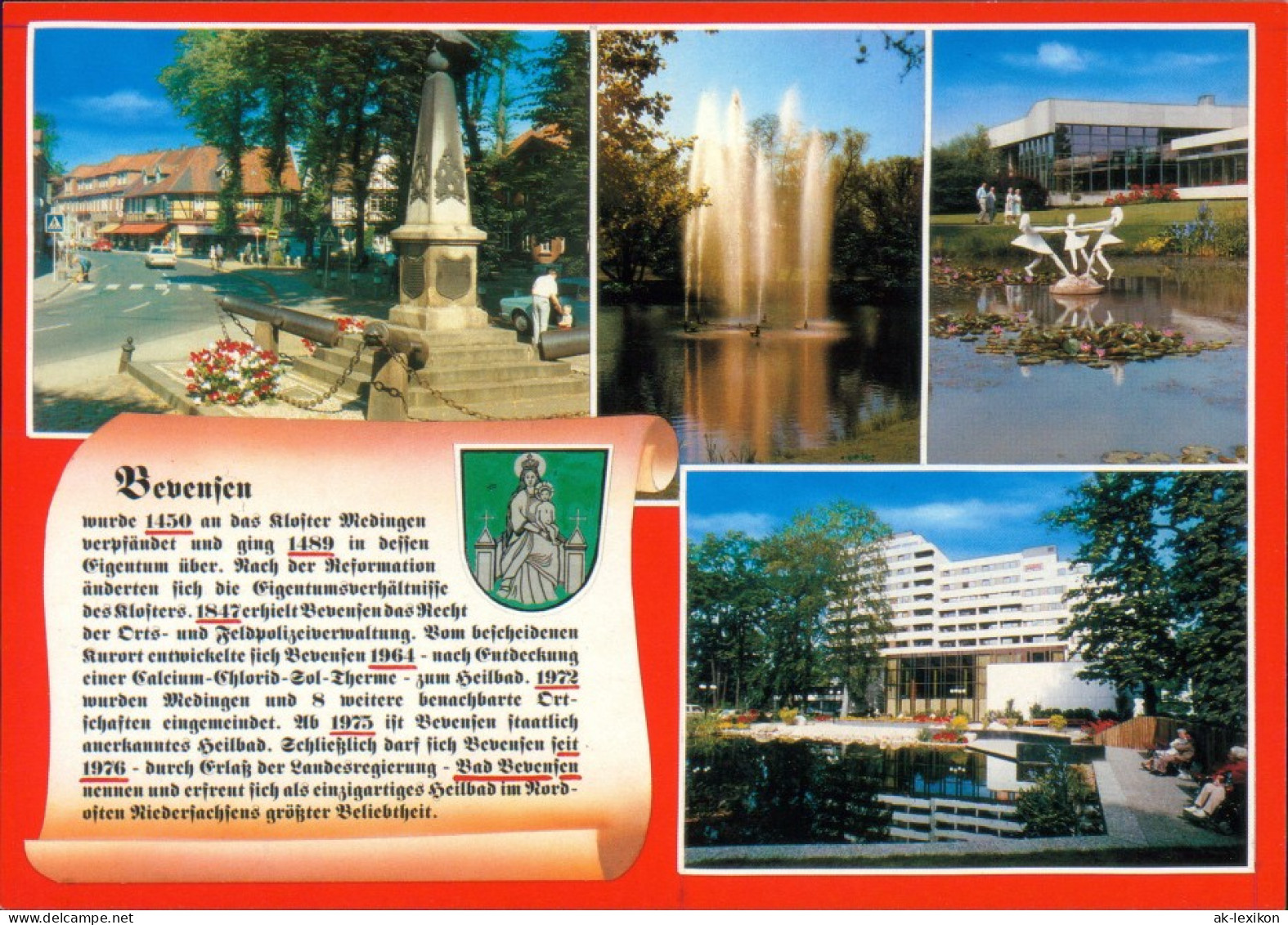 Ansichtskarte Bad Bevensen Denkmal, See, Kurhaus 1995 - Bad Bevensen