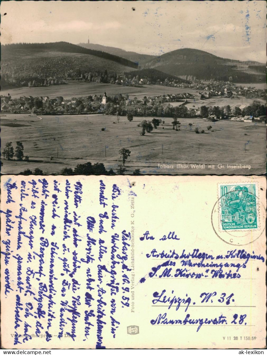 Ansichtskarte Tabarz/Thüringer Wald Panorama-Ansicht Mit Fernblick 1959 - Tabarz