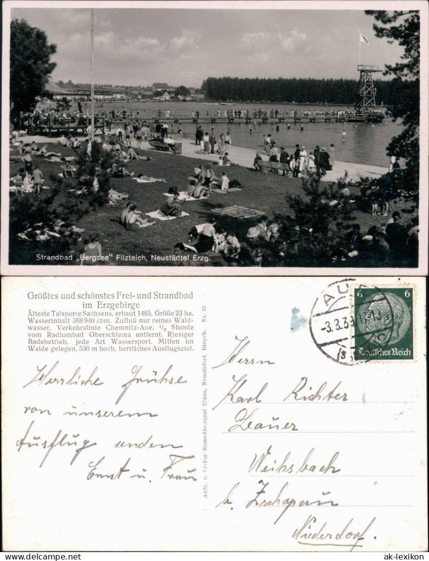 Neustädtel-Schneeberg Strandbad Bergsee Filzteich G1939 - Schneeberg