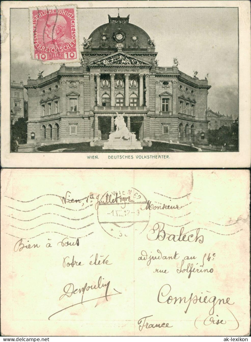 Ansichtskarte Wien Volkstheater 1912 - Autres & Non Classés