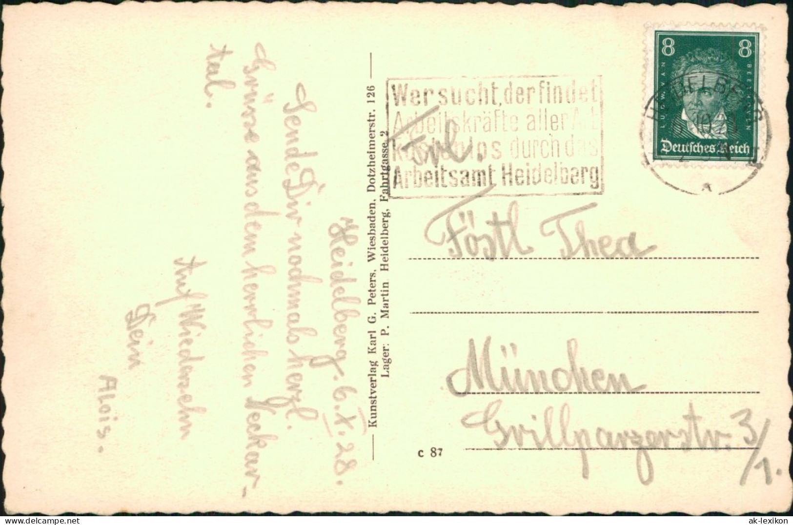 Ansichtskarte Heidelberg Blick Von Der Scheffelterrasse Auf Die Stadt 1928 - Heidelberg