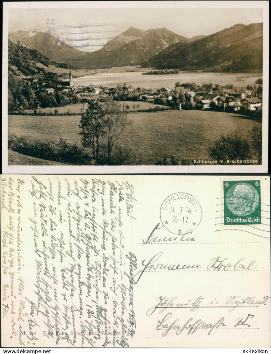 Ansichtskarte Schliersee Panorama-Ansicht Mit Dem Ort, See Und Den Bergen 1934 - Schliersee