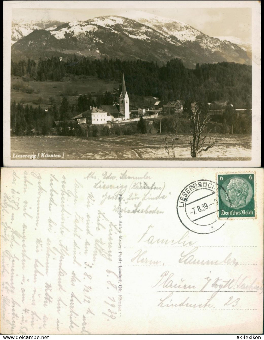 Ansichtskarte Kärnten Lieseregg Mit Berge 1939 - Altri & Non Classificati