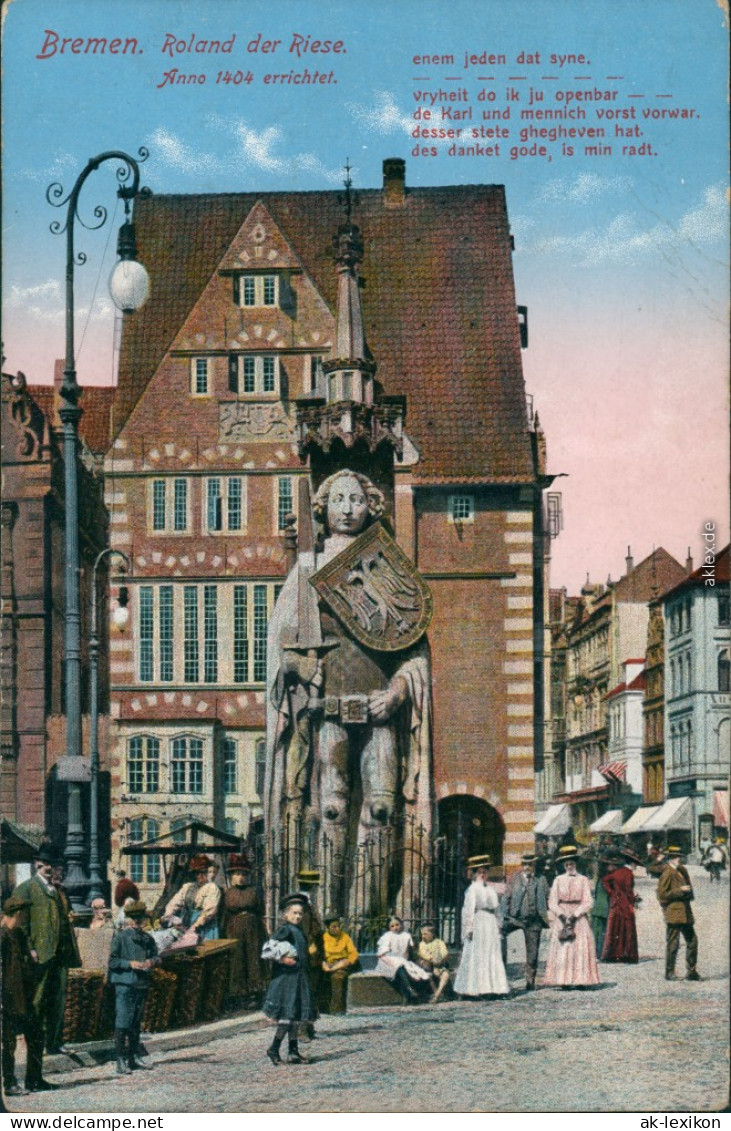 Ansichtskarte Bremen Markttrieben Am Roland 1913  - Bremen