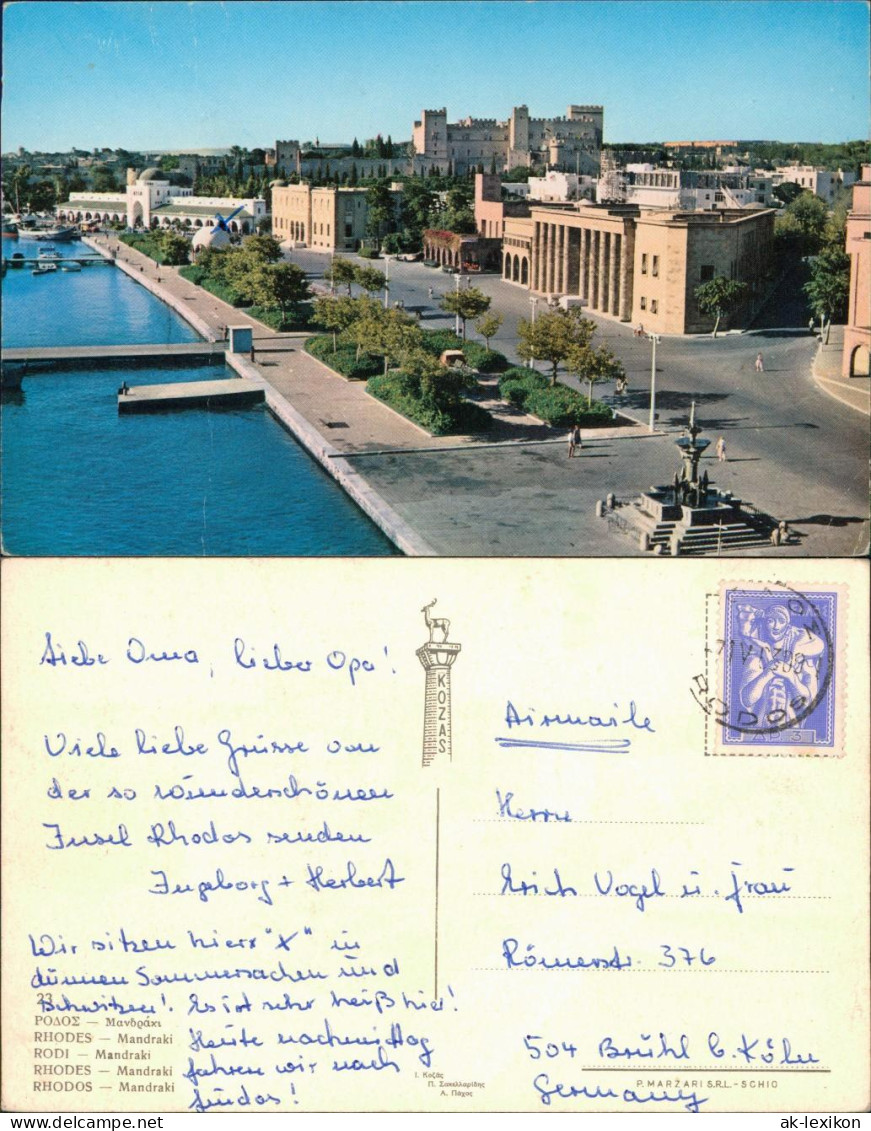 Postcard Rhodos Stadt Mandraki 1963 - Grèce