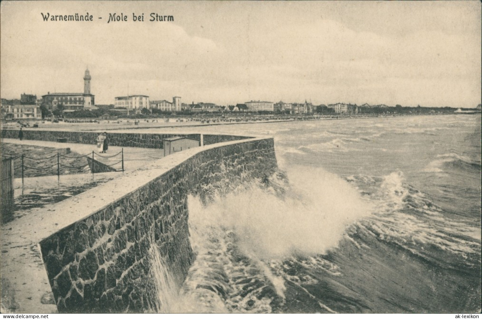 Ansichtskarte Warnemünde-Rostock Mole Bei Sturm 1913  - Rostock