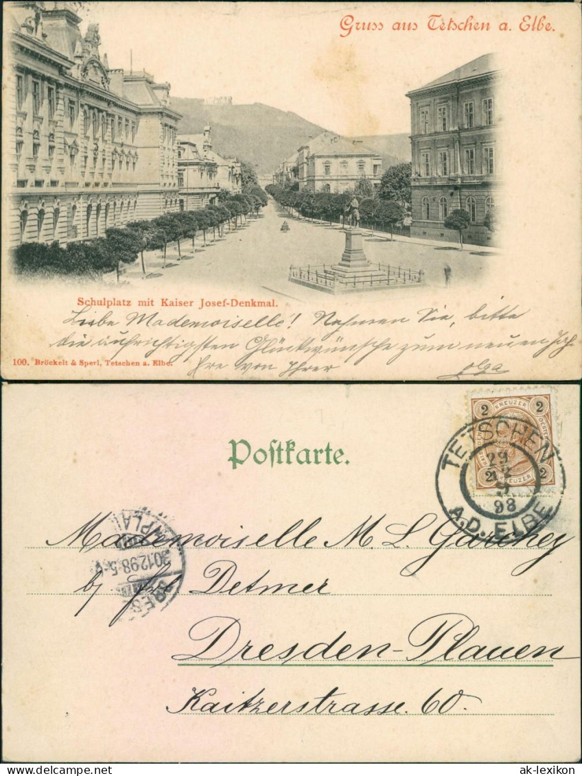 Postcard Tetschen-Bodenbach Decín Schulplatz 1898  - Tchéquie