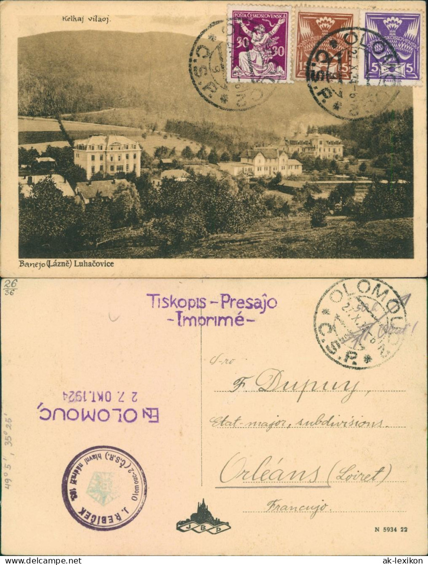 Postcard Luhatschowitz Luhačovice Blick Auf Die Villen 1924  - Tchéquie