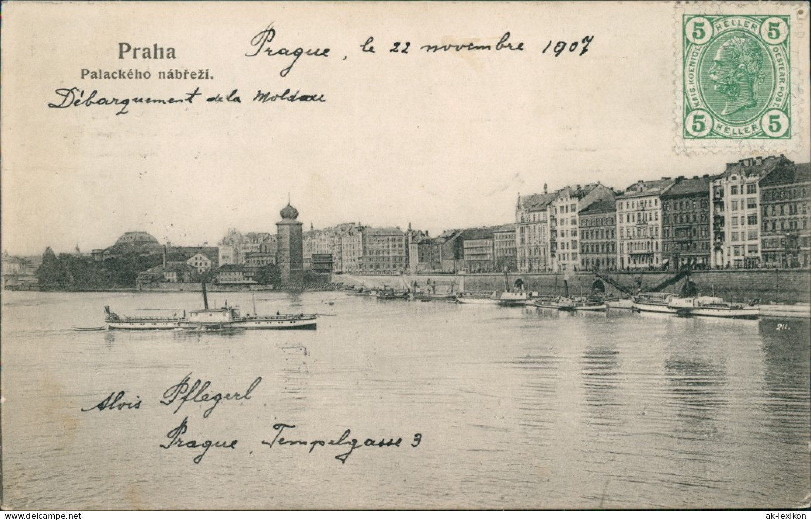 Postcard Prag Praha Palackeho Nabrezi - Dampfer 1907  - Tchéquie