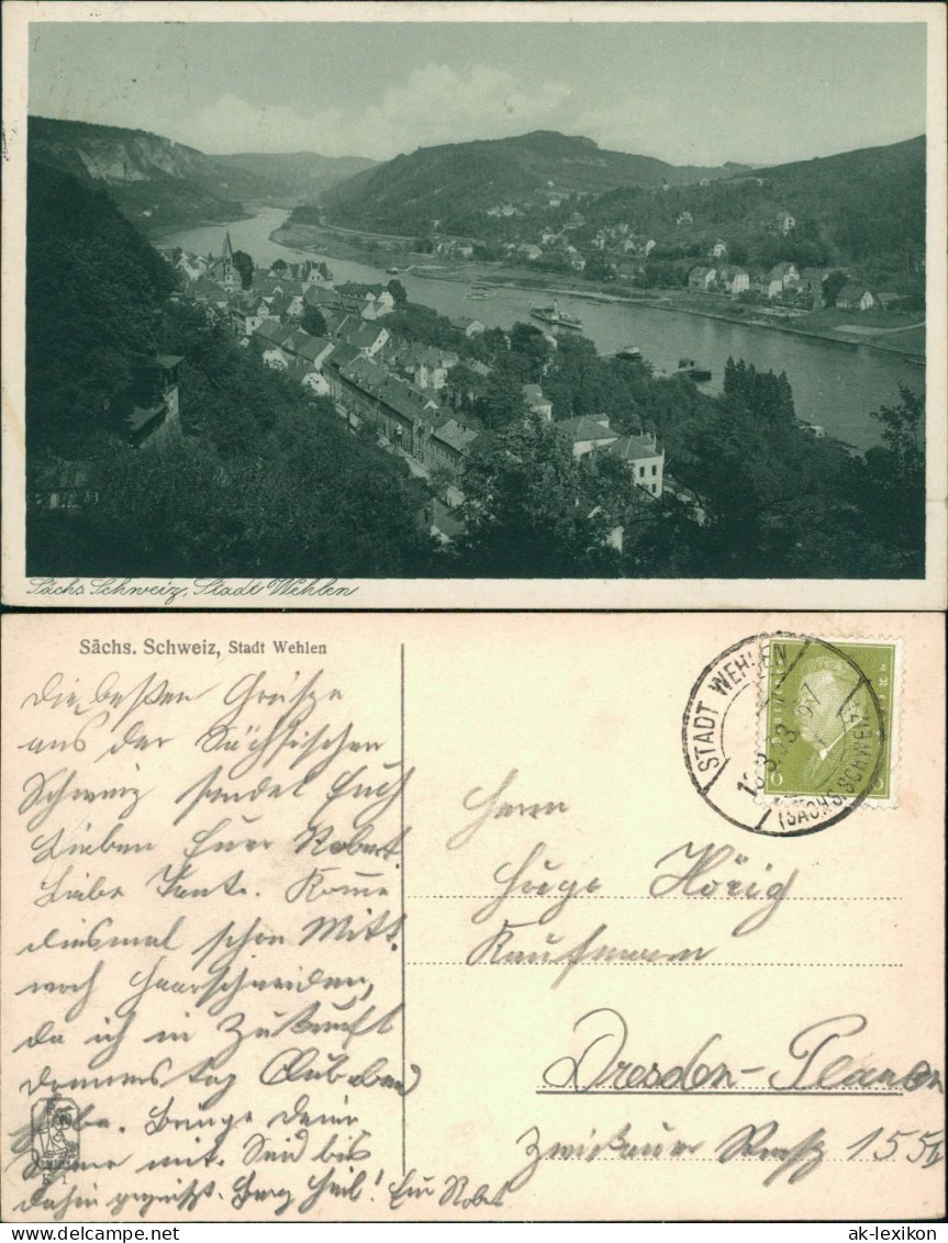 Ansichtskarte Wehlen Panorama-Ansicht Mit Elbe 1933 - Wehlen