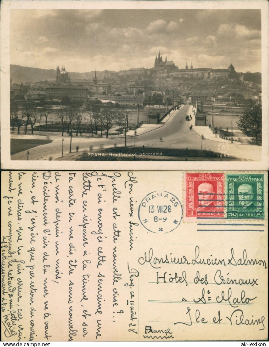 Postcard Prag Praha Hradcanske Panorama 1928  - Tchéquie