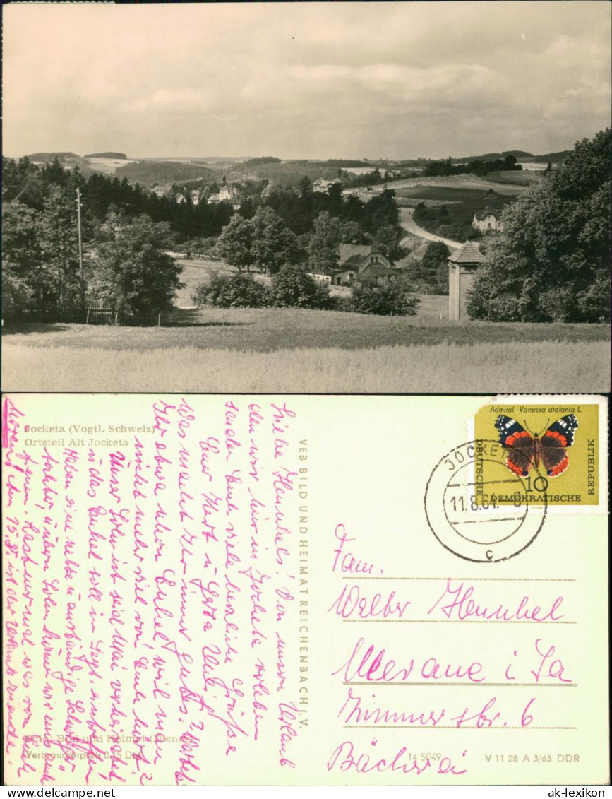 Ansichtskarte Jocketa-Pöhl Panorama über Felder 1964 - Poehl